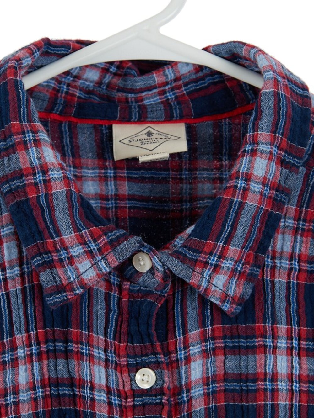 St John's Bay Gauze Slubbed Cotton Button Front Top Women's OX - Picture 2 of 6